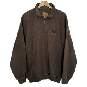 Vintage Fleece Jacket Men Large Brown 1/4 Zip Pullover 90s Ski Whistler Logo